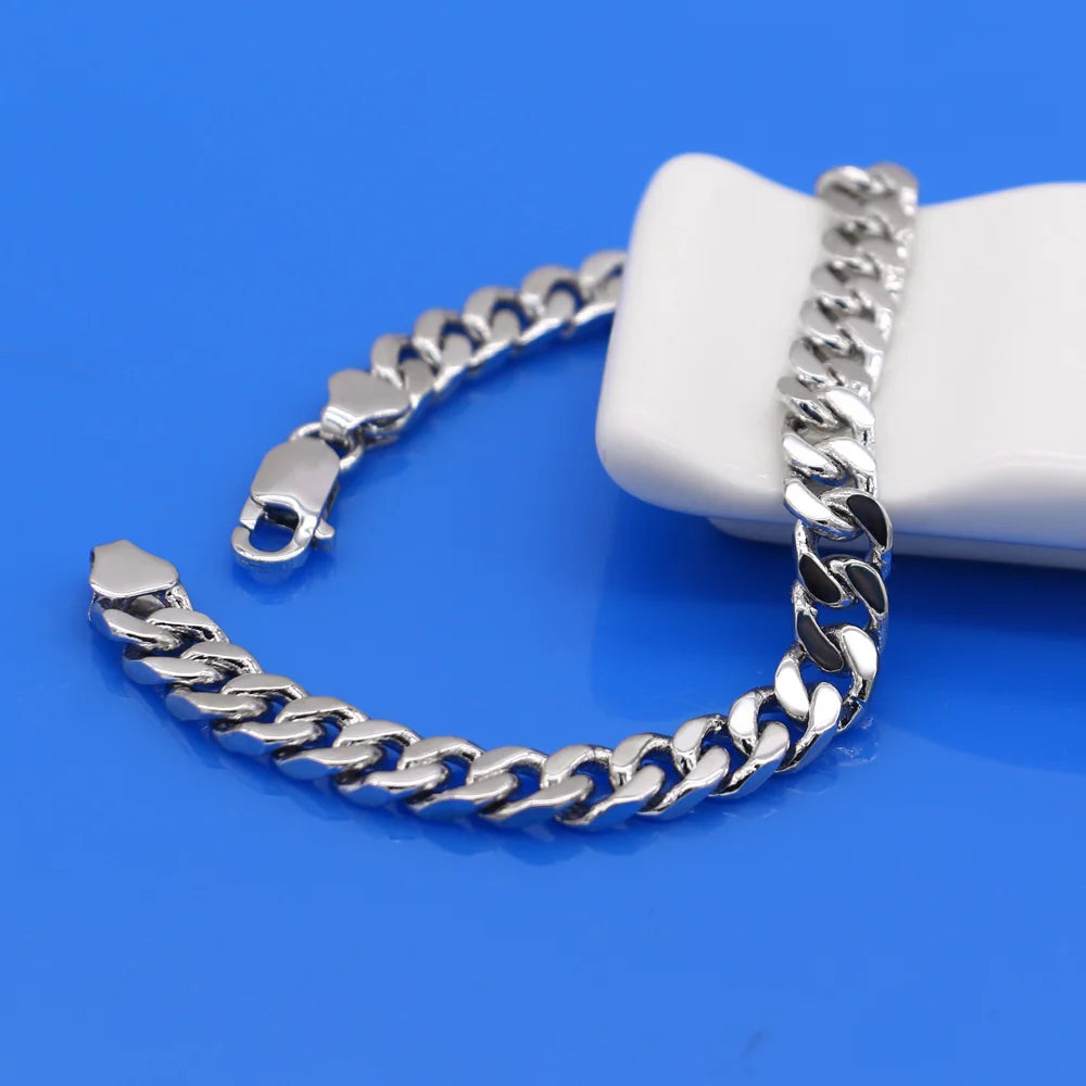 Luxury 925 Silver Cuban Chain Bracelet for  Men's Women All Width 6.5MM Link Chain Bracelets Party Jewelry Accessories Gift