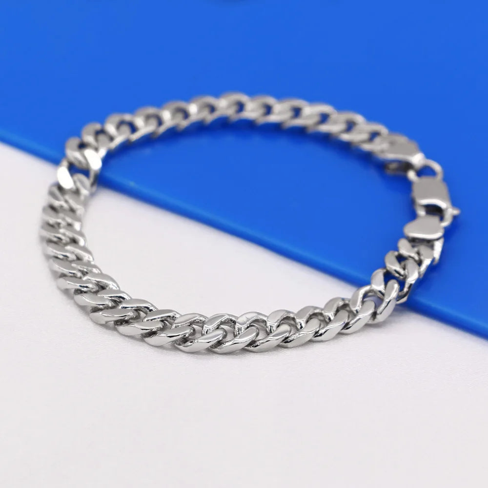 Luxury 925 Silver Cuban Chain Bracelet for  Men's Women All Width 6.5MM Link Chain Bracelets Party Jewelry Accessories Gift