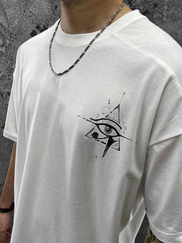 Gothic Printed Mens Cotton T Shirts Casual Short Sleeve O Neck Pullover Tops 2024 Summer Streetwear Y2K Style Men Tees Hip Hop